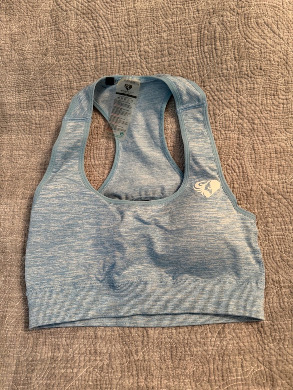 Light Heather Blue Racerback Seamless Sports Bra